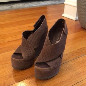 Brown Pedro Garcia Wedges, size 8.5. Barely worn.